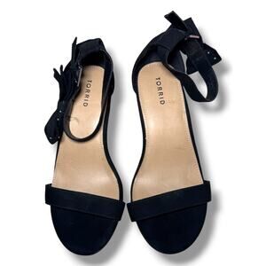 Torrid Black Ankle Strap Sandals Women’s Size 11 Wide Open Toe Block Heel Shoes